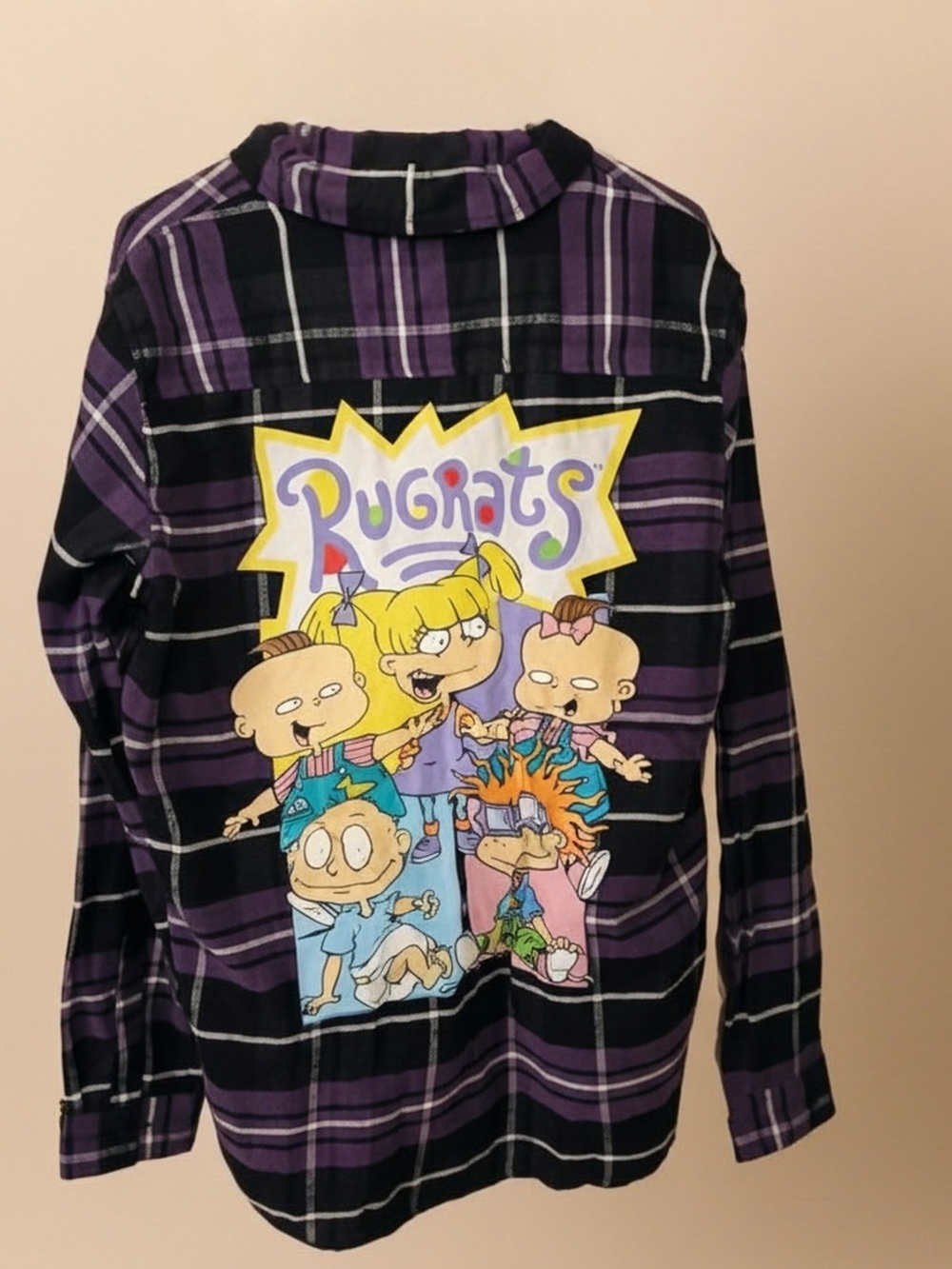 Purple Plaid Rugrats Graphic Flannel Shirt